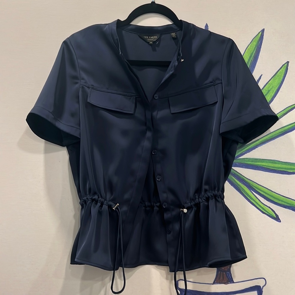 Ted Baker Button Safari Blouse with Adjustable Bungee Toggle Gathered Waist